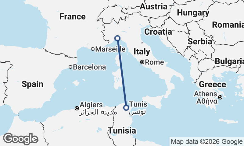 Tunis to Genoa