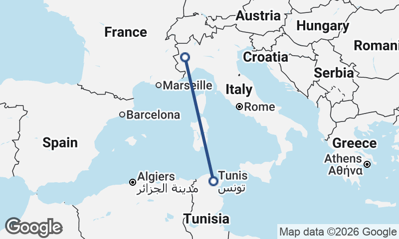 Tunis to Turin