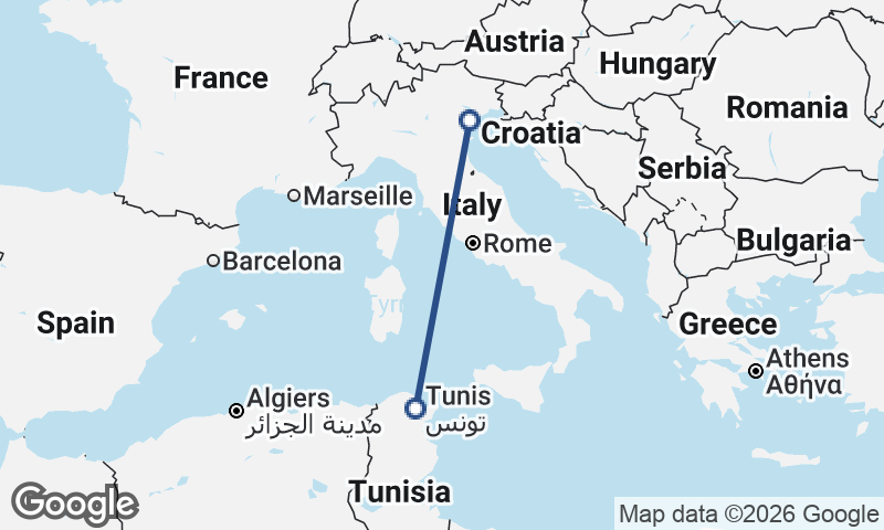 Tunis to Venice