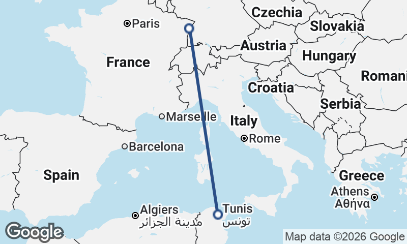 Tunis to Strasbourg