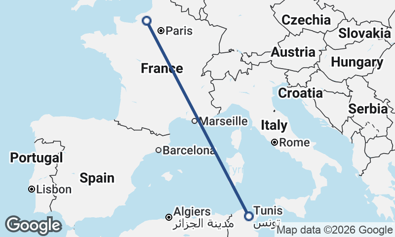 Tunis to Rouen