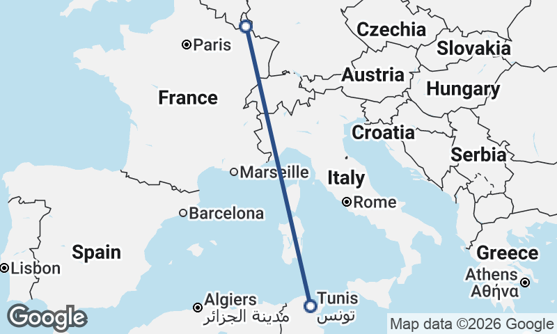 Tunis to Luxembourg City