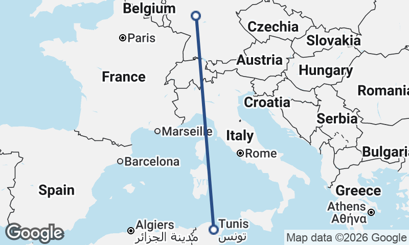 Tunis to Frankfurt