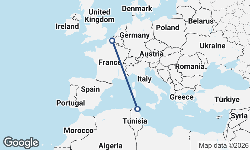 Tunis to Lille