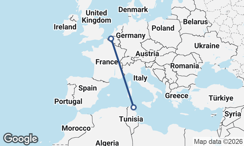 Tunis to Ghent