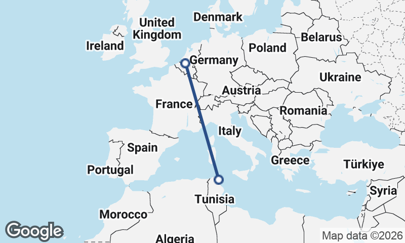 Tunis to Antwerp