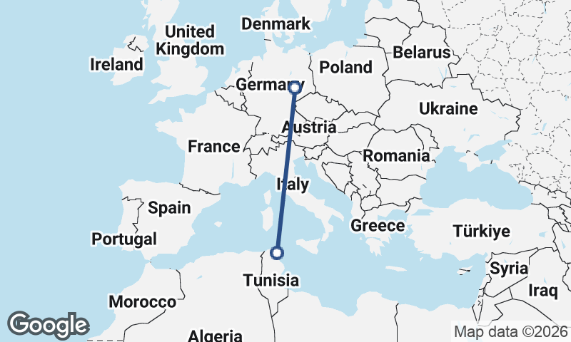 Tunis to Leipzig