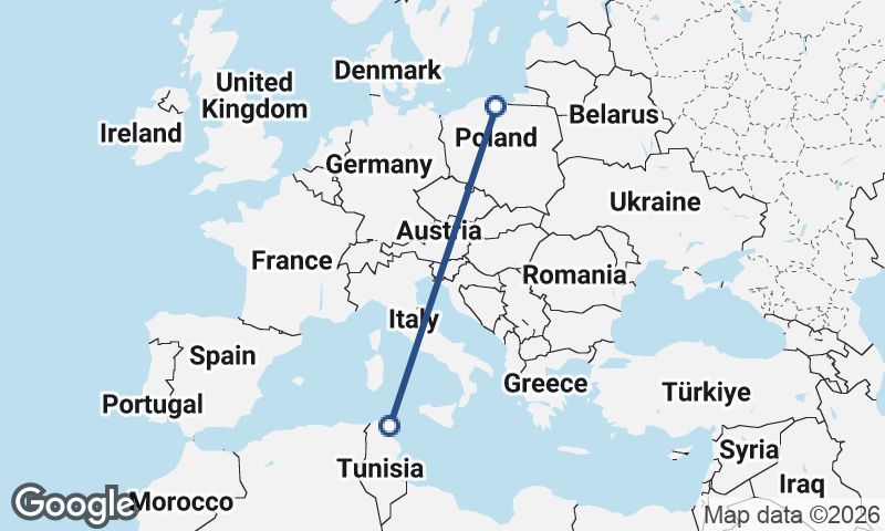 Tunis to Gdańsk