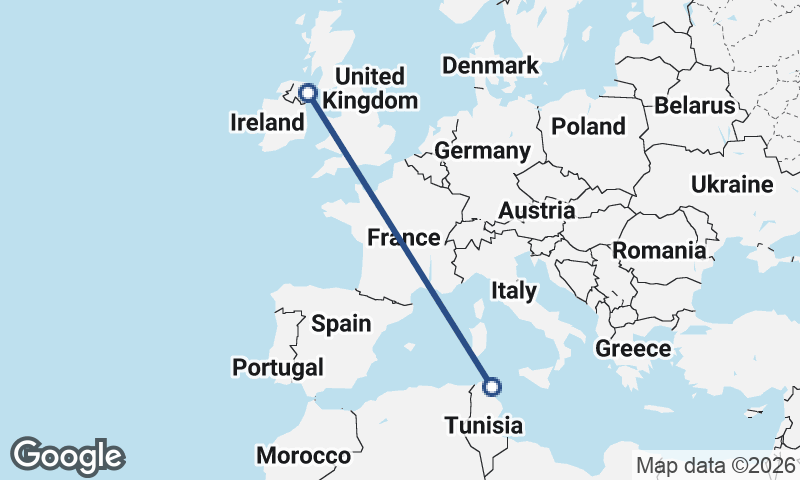 Tunis to Belfast
