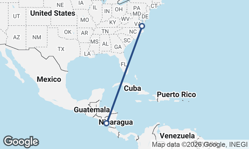 Norfolk to Managua