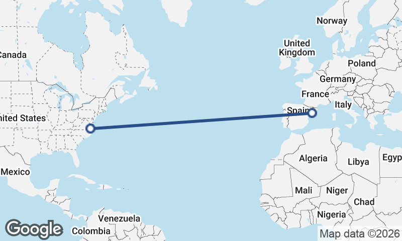 Norfolk to Tarragona