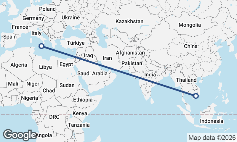 Catania to Ho Chi Minh City
