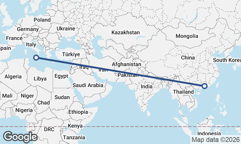 Catania to Guangzhou