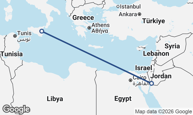 Catania to Al ‘Aqabah