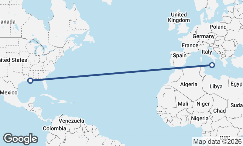 Catania to New Orleans