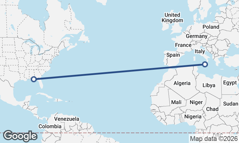 Catania to Panama City