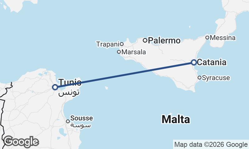 Catania to Tunis