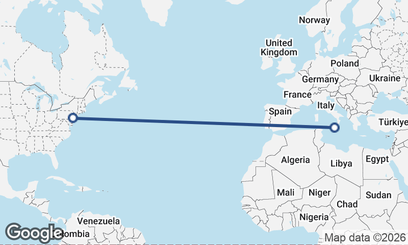 Catania to Philadelphia