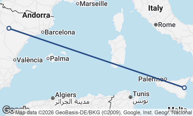 Catania to Zaragoza