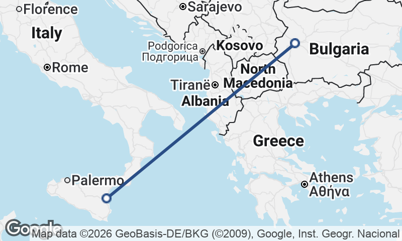 Catania to Sofia