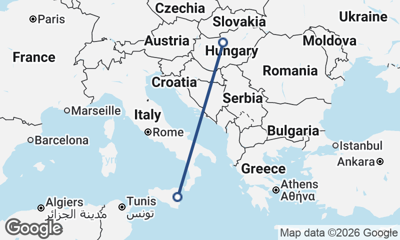 Catania to Budapest