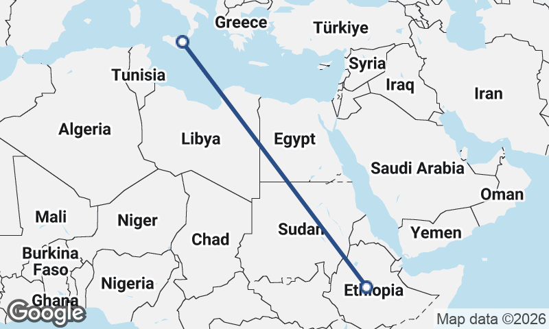 Catania to Addis Ababa