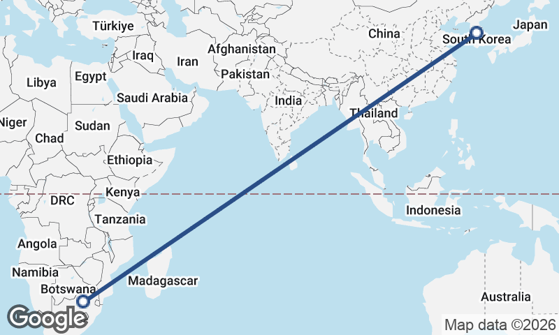Seoul to Johannesburg