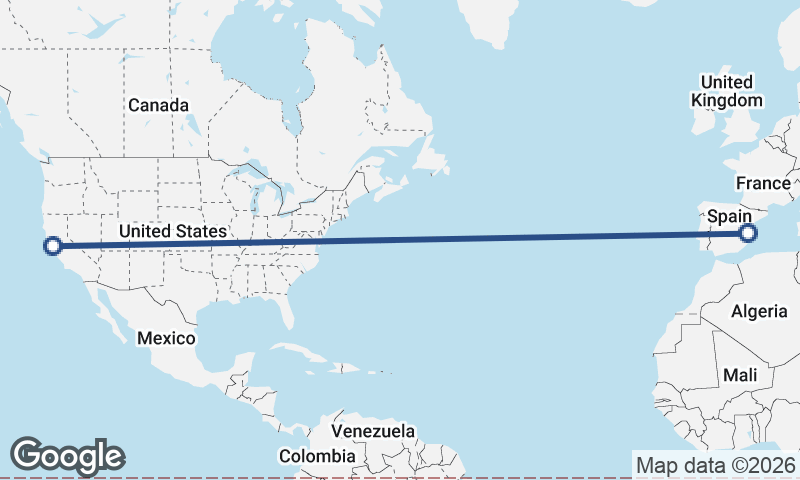 San Francisco to Valencia