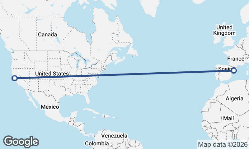 San Francisco to Tarragona