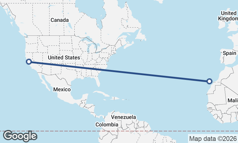 Oakland to Las Palmas de Gran Canaria