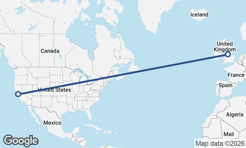 Oakland to Manchester