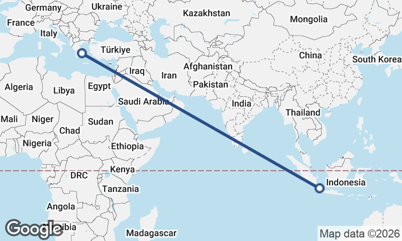 Athens to Jakarta