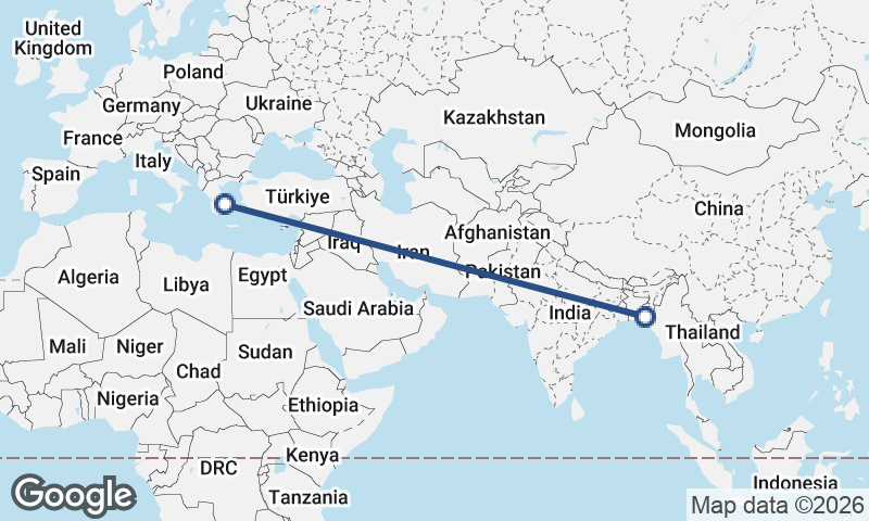 Athens to Chittagong