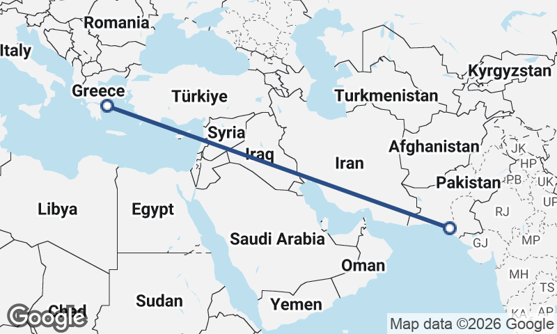Athens to Karachi