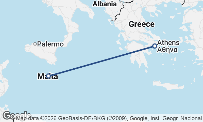 Athens to Valletta
