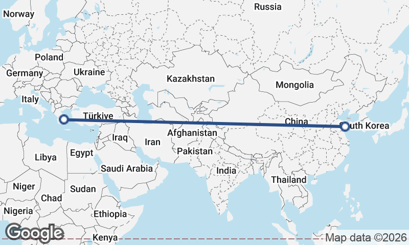Athens to Qingdao