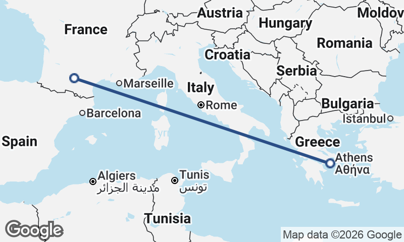 Athens to Toulouse