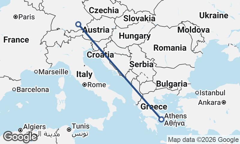 Athens to Munich