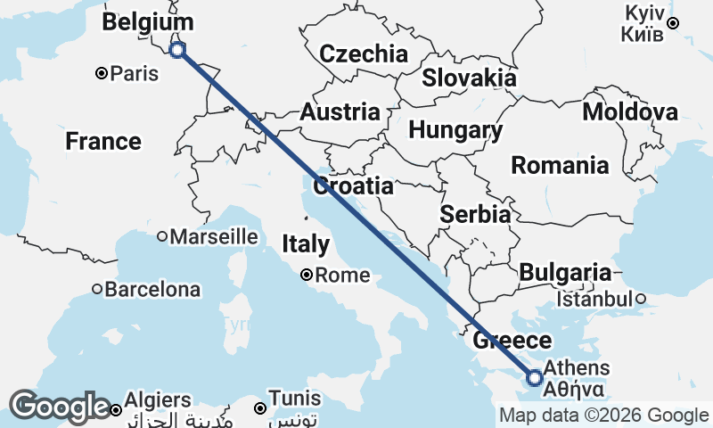 Athens to Luxembourg City