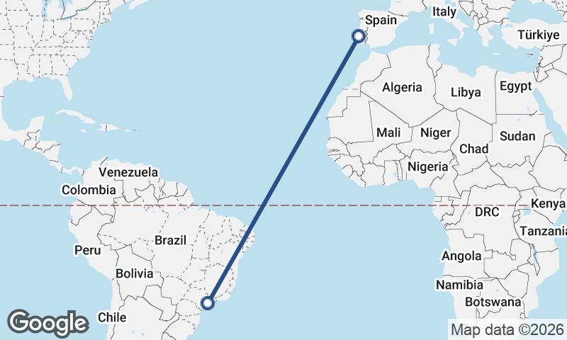 Lisbon to São Paulo