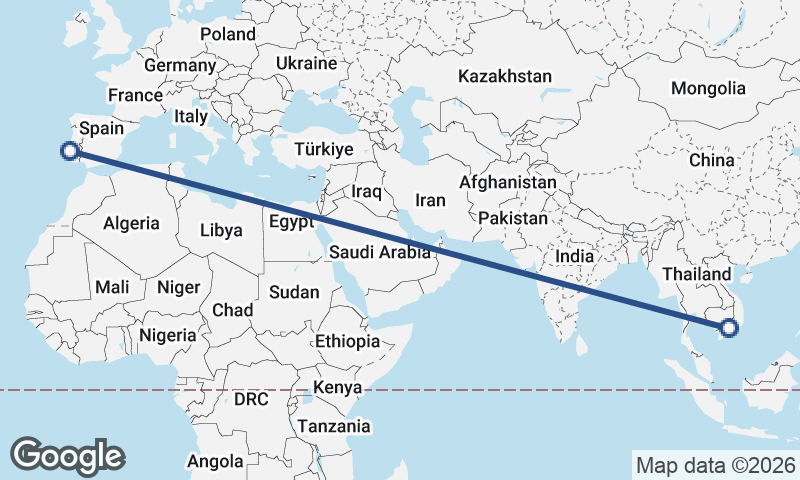 Lisbon to Ho Chi Minh City
