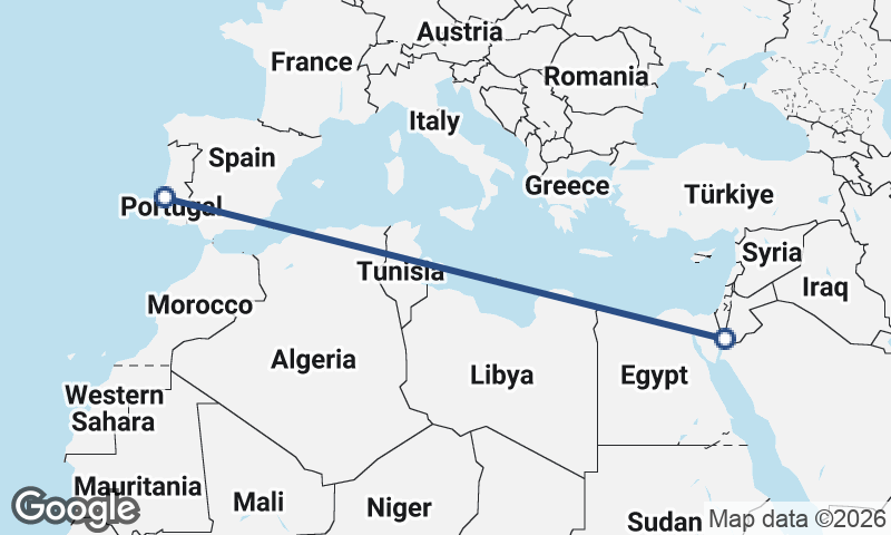 Lisbon to Al ‘Aqabah