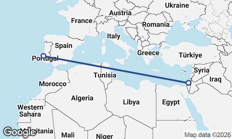 Lisbon to Tel Aviv-Yafo