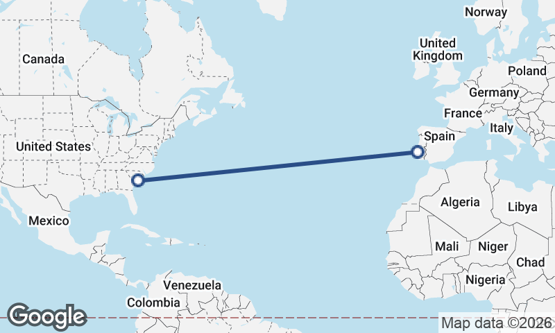 Lisbon to Charleston