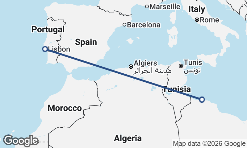 Lisbon to Tripoli