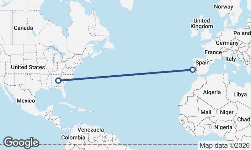 Lisbon to Atlanta