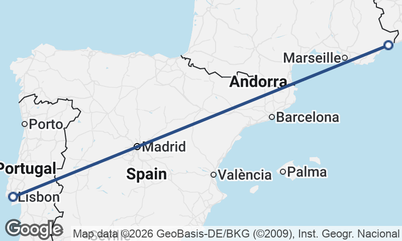 Lisbon to Nice