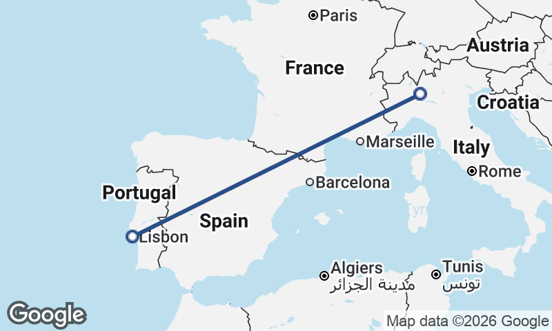 Lisbon to Milan