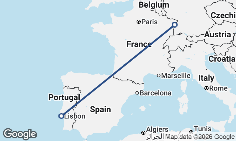 Lisbon to Strasbourg