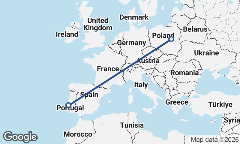 Lisbon to Warsaw